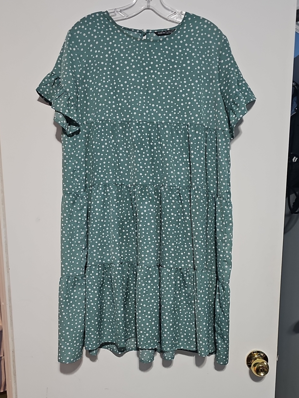 SHEIN Mint Green Polka Dot Shift Dress Large Summer Beach Resort Casual Vacatio